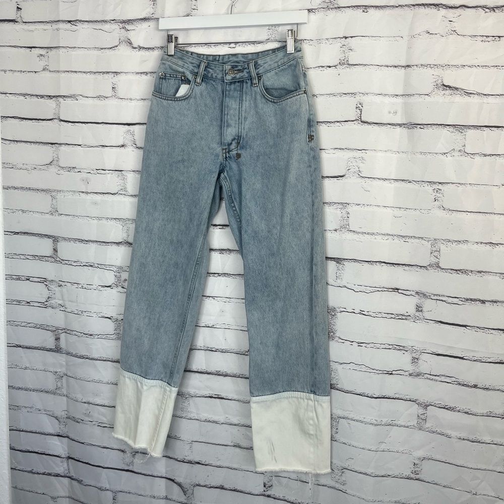 Ksubi Brooklyn Muse Cuffed Straight Jeans Women’s 25 Two-Tone High Rise Denim - Picture 8 of 15